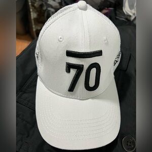Sub 70 Aberdeen Curved Brim White Hat with Black Logo